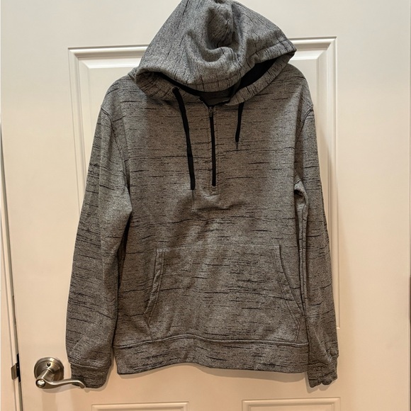 Men's Heather Gray Quarter Zip Hoodie - Picture 1 of 4